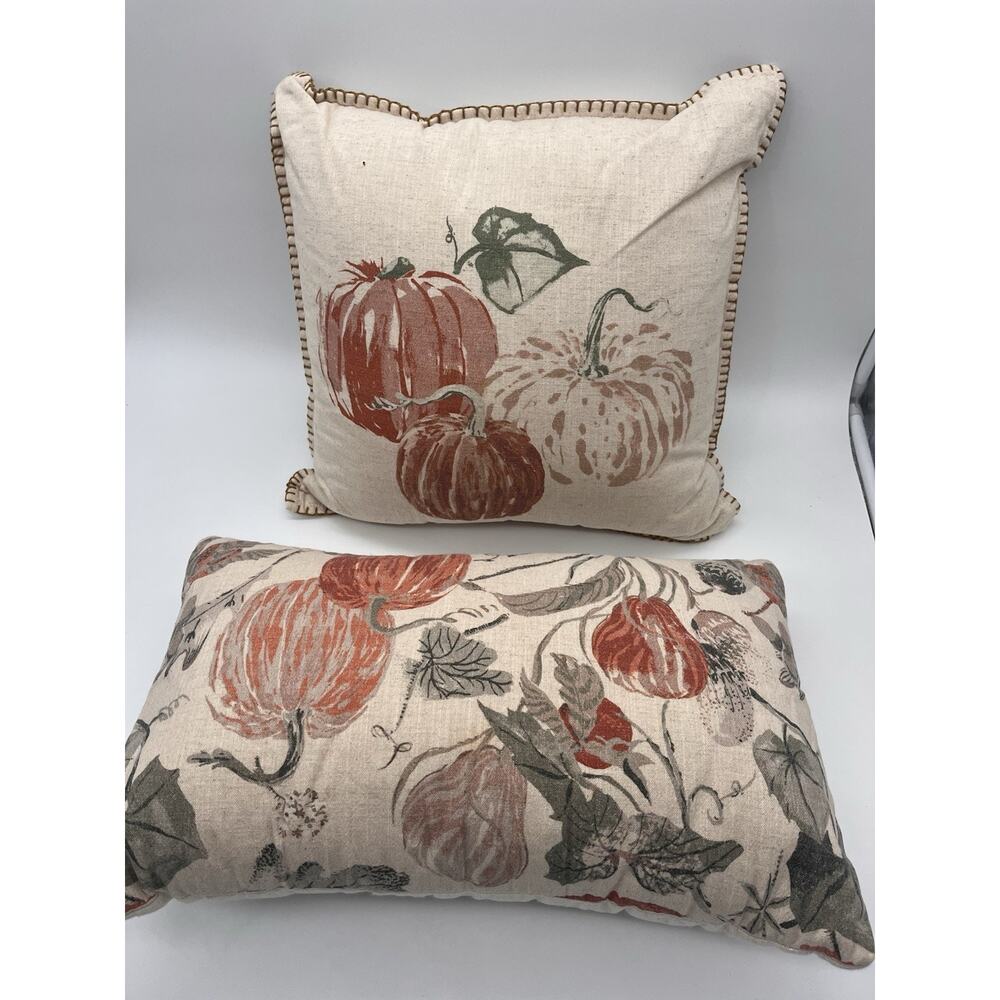 Small Pumpkin Pillow Set Of 2 Color White And Orange 13 Inch And 16 Inch